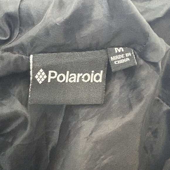 POLAROID Windbreaker Pullover Jacket Mens M Hooded Black 1/4 Zip - Picture 5 of 10